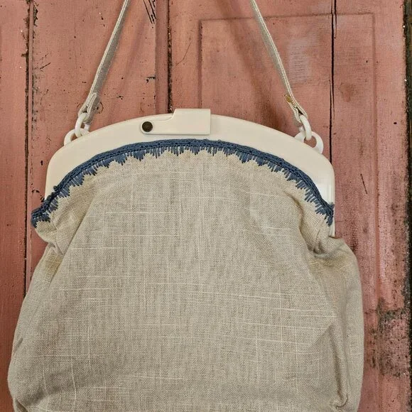 Cath Kidston Floral Embroidered Linen Handbag Purse - Picture 3 of 11